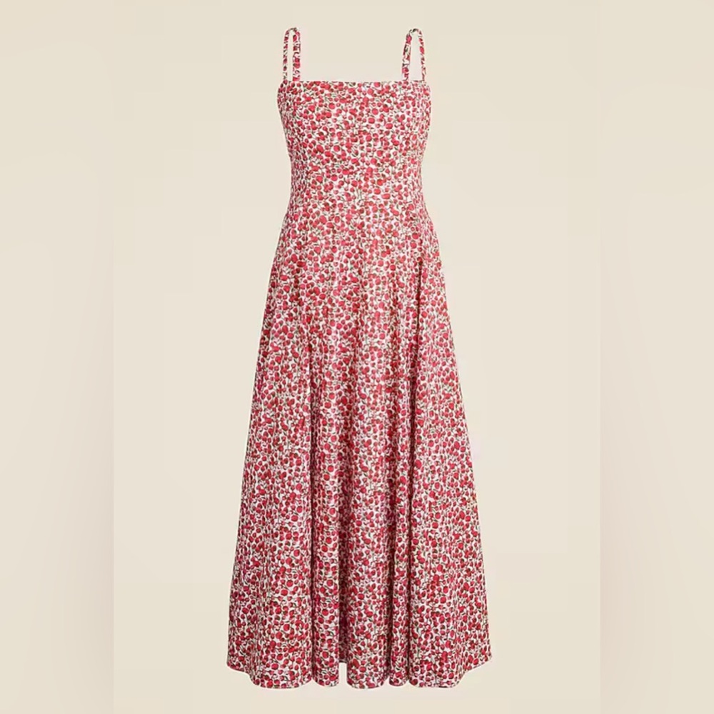 JCrew Red Cherry Organic Cotton Midi Dress